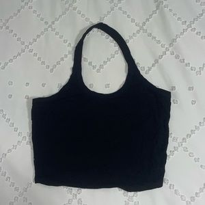 Black halter cropped top